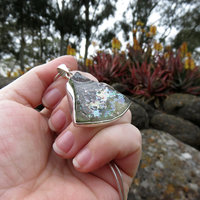 Ancient Roman Glass Pendant, Rainbow Patina, 925 Sterling Silver 