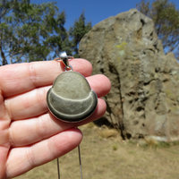 Fairy Stone Pendant, UFO Gemstone Cabochon, 925 Sterling Silver