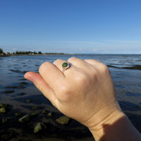 Ocean Jasper Ring Size 8, Small Green Gemstone, 925 Sterling Silver