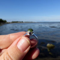 Ocean Jasper Ring Size 8, Small Green Gemstone, 925 Sterling Silver