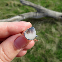 Dendritic Agate Ring Size 6.5, Scenic Teardrop Gemstone, 925 Sterling Silver