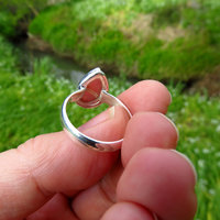 Rhodochrosite Ring Size 9, Teardrop Gemstone Cabochon, 925 Sterling Silver 
