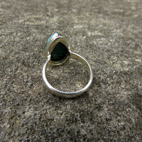 Malachite Chrysocolla Ring Size 6, Teardrop Gemstone, 925 Sterling Silver 