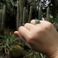 Chrysocolla Malachite Ring Size 6, Teardrop Cabochon, 925 Silver 