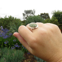 Rhyolite Ring Size 7.5, Rainforest Jasper Gemstone, 925 Sterling Silver