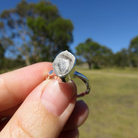 Herkimer Diamond Ring Size 6 M 52 Hammered 925 Sterling Silver