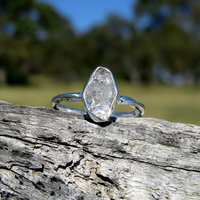 Herkimer Diamond Ring Size 10 U 62 Hammered 925 Sterling Silver