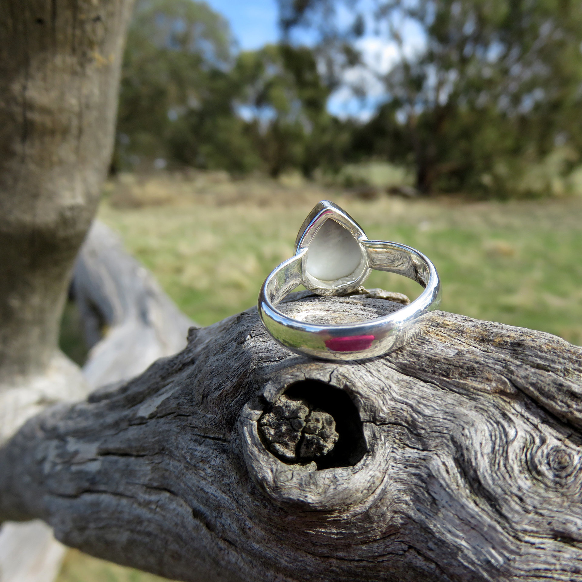 Dendritic Agate Ring Size 6.5, Scenic Teardrop Gemstone, 925 Sterling Silver