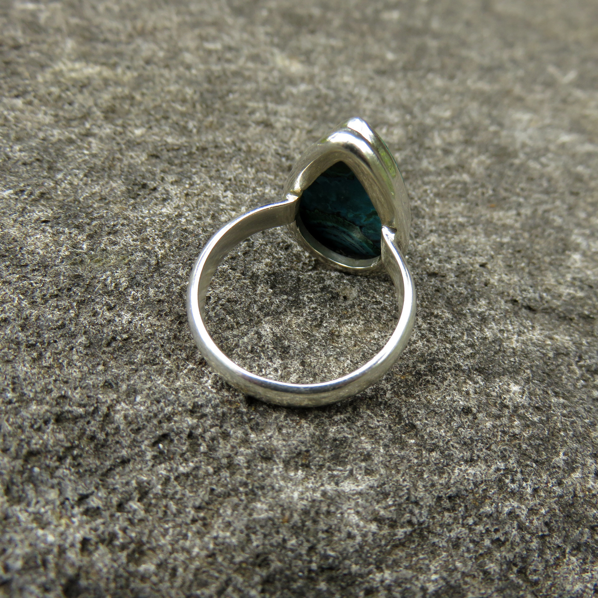 Chrysocolla Malachite Ring Size 8, Teardrop Gemstone, 925 Sterling Silver 